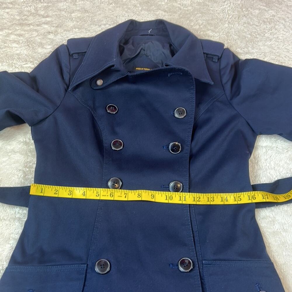 Vintage 70s 80s Fox Run Little Foxes Int'l long navy blue maxi trench coat, m - Picture 7 of 12